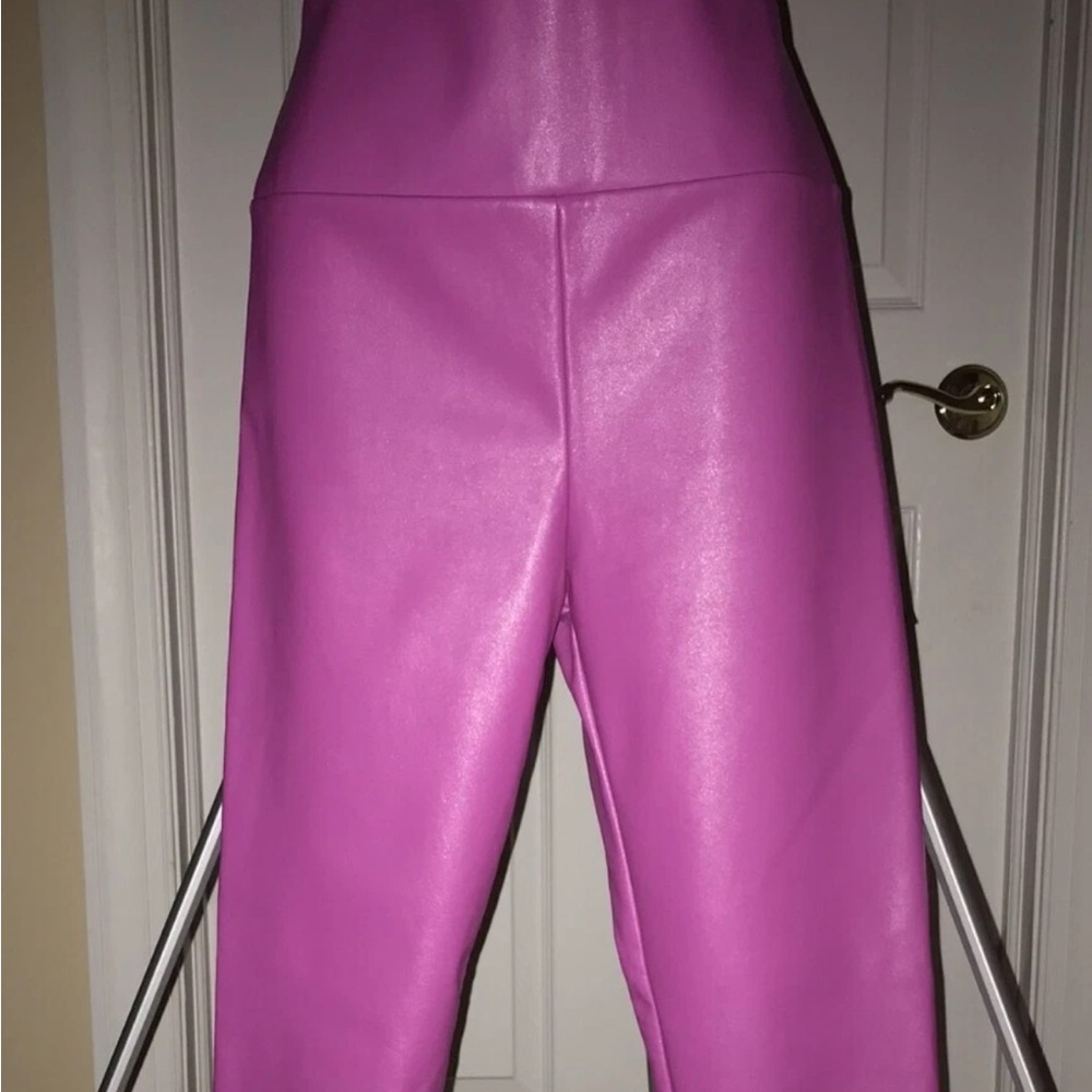 Purple Women's Faux Leather Pants, XS - Picture 6 of 8